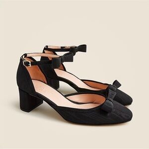 J. Crew Millie Bow Pump In Moire Satin 10 Black